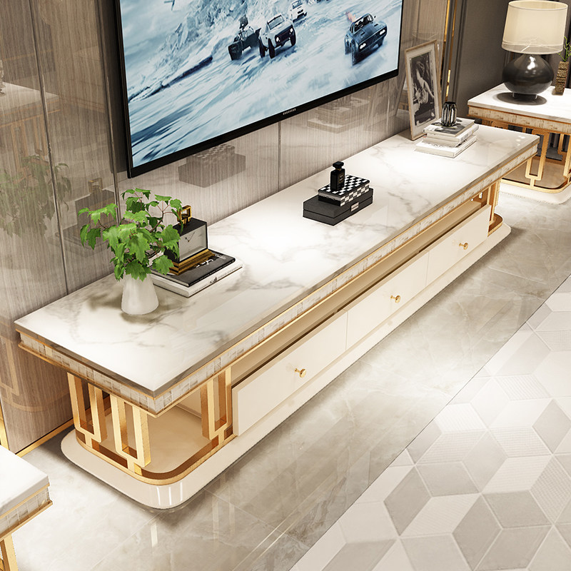 2021 new light and luxurious marble TV cabinet Tea Table Luxury Living Room Composition 2 2 4 Minimis Large Terrace Number Of Terrace