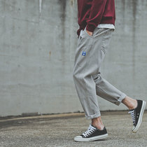 LMTNZD spring and summer overalls mens loose straight gray Korean version of the tide Harun basic casual trousers