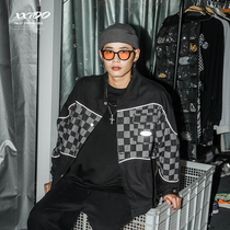 XXTOO Jacket Man 2022 Spring Autumn New Country Tide Retro 100 Hitch Plaid Collared Fluorescent Black Denim Jacket