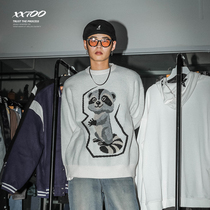 XXTOO Sweater Mens 2022 Spring Autumn New Vintage Fun Cartoon Collared Sweater Round Neckline Hooded Sweatshirt