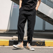 LMTNZD Jeans Men Loose Casual 2022 Fall New Tide Cards Men Personality Solid Tailoring Straight