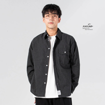 XXTOO Retro Base Section Long Sleeve Shirt Man 2022 Spring Autumn Casual 100 Hitch Blouse Striped Loose Jacket