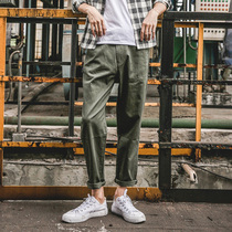 LMTNZD summer casual pants mens straight loose Korean version of the tide ins tide brand Japanese tooling nine-point long pants