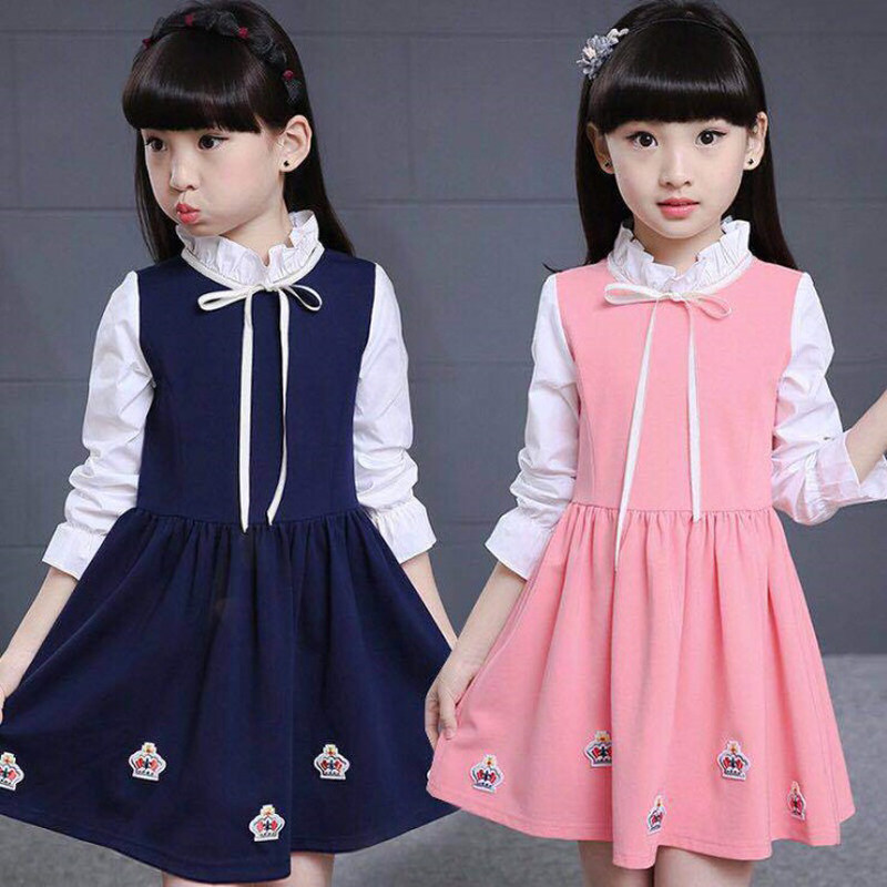 Girls Dress 2022 Spring and Autumn New College Feng Children's Princess Casual Dress Han - Ed Gas Big Child