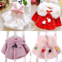 Girls shawl jacket autumn and winter Western style female baby cloak Baby cloak princess outerwear 0-1-2-3 years old