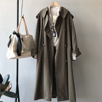 Trench coat womens long 2021 Spring and Autumn New loose waist British style thin Joker coat tide