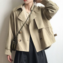 Trench coat women short 2021 Spring and Autumn New Korean version of English style small man temperament tooling cape coat coat