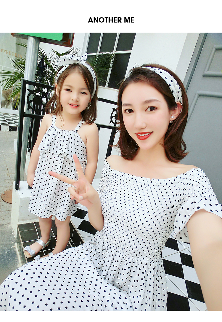 AM Sauce Majia [gửi thắt lưng] lãng mạn điểm sóng Pháp ngày lễ cha mẹ mặc con mới 2018 đầm mẹ đầm mới quần gia đình