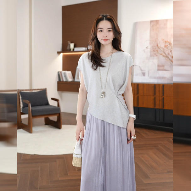 Qiu Yingying's "Colorful Silk Robe" 95% Mulberry Silk 22mm Design with Irregular Curved Round Neck Shirt for Women