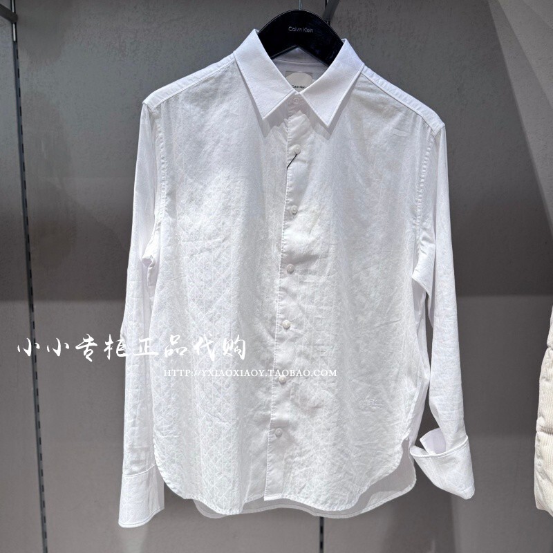 Ck Jeans Official Store Genuine 2025 Autumn and Winter New Men's Vintage Patterned Lapel Long-Sleeve Shirt 4Le111G