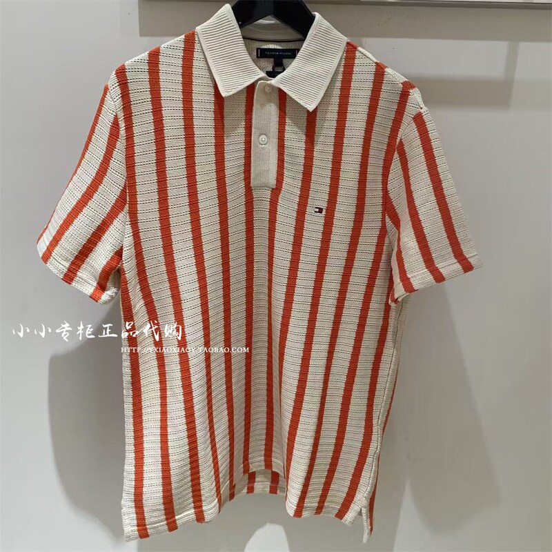Tommy Genuine Product from the Store, 2026 Summer New Men's Casual Vertical Striped Thin Knit Sweater Mw42770
