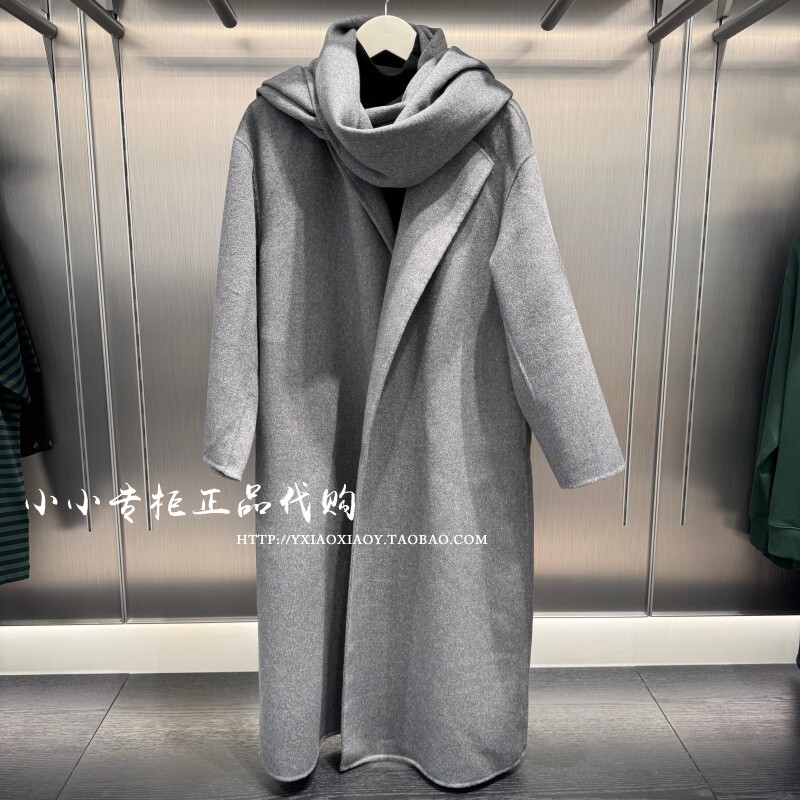 Ck Jeans Genuine Product from the Store, 2025 Autumn Women's Scarf Collar Mid-Length Wool Coat 44D555G
