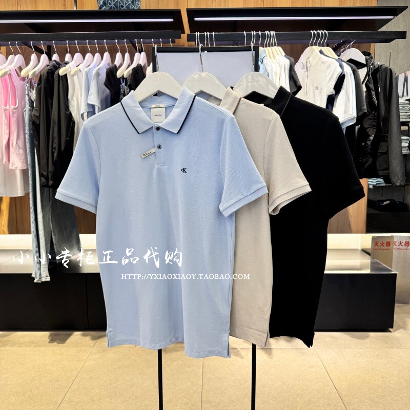 Ck Jeans Genuine Product 2026 Spring/Summer New Men's Pique Mesh Polo Short-Sleeved T-Shirt 4Lc239G