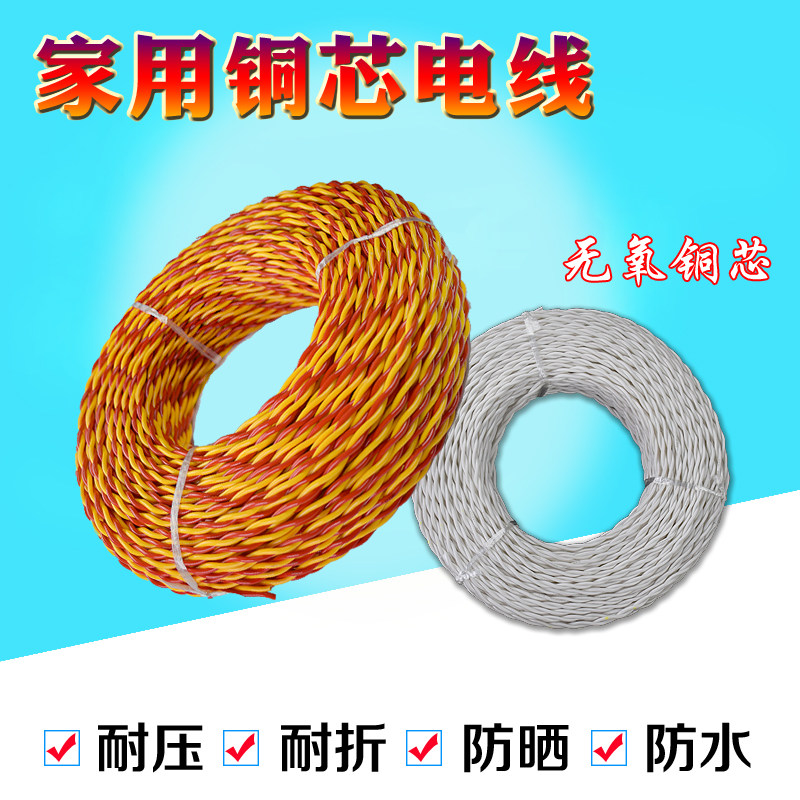 Pure copper wire household RVS flower wire 2 core 1 1 5 2 5 square power cord electric vehicle charging cable lamp holder