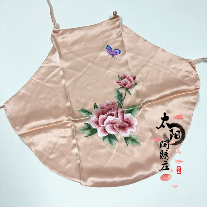 Mới Sun Pavilion lụa vừa vặn phụ nữ đồ lót hoa mẫu đơn thêu thêu Su thêu lụa đám cưới retro tạp dề
