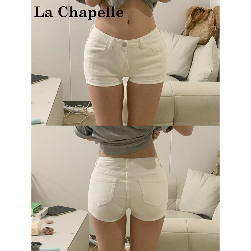 La Chapelle White Denim Shorts for Women 2026 Summer New Low-Waist Elastic Tight Slimming Straight Hot Pants La Chapelle White Denim Shorts for Women 2026 Summer New Low-Waist Elastic Tight Slimming Straight Hot Pants