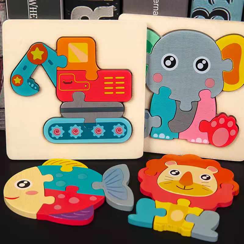 Infant Cognitive Stereopuzzle Children Early Teach Wooden Puzzle Toy Baby 1-2-3-4 Year Old Boy Girl