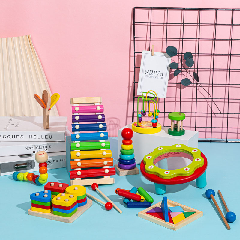 Wooden percussion music for children's children's puzzle music toy 6-12 months baby 1-2-3-year-old half-xylem musical instrument