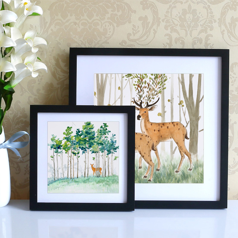 Solid wood square diamond mounting frame picture frame Chinese painting 7 inches 8 10 12 16 cross-stitch photo frame picture frame hanging wall