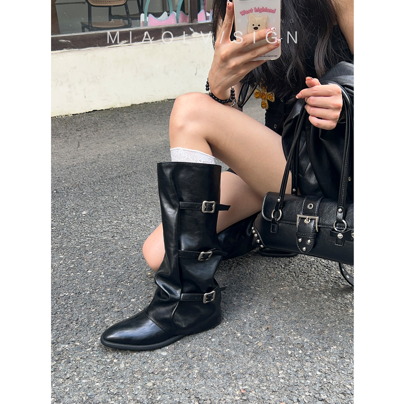 Miaolu (Wonderful Couple) Original Parka~ Boots, Long Boots, Women's High Boots, Western Boots, Stacked Boots, Pointed-Toe Riding Boots