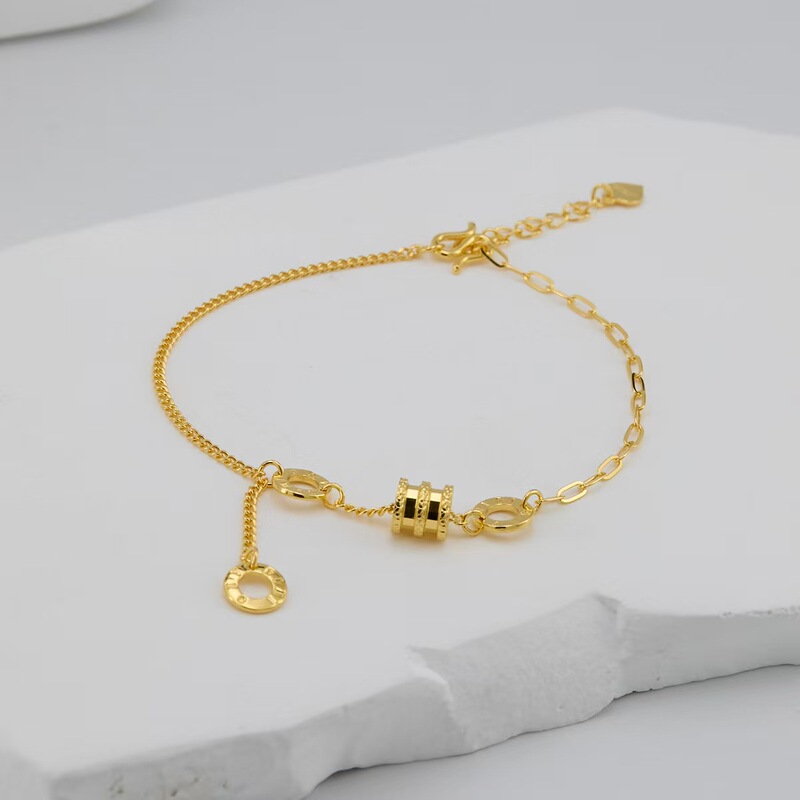Gold-Plated Silver 2026 New Style Slim Waist Bracelet with Adjustable Transfer Beads for Women, Non-Fading, Gift for Girlfriend Gold-Plated Silver 2026 New Style Slim Waist Bracelet with Adjustable Transfer Beads for Women, Non-Fading, Gift for Girlfriend
