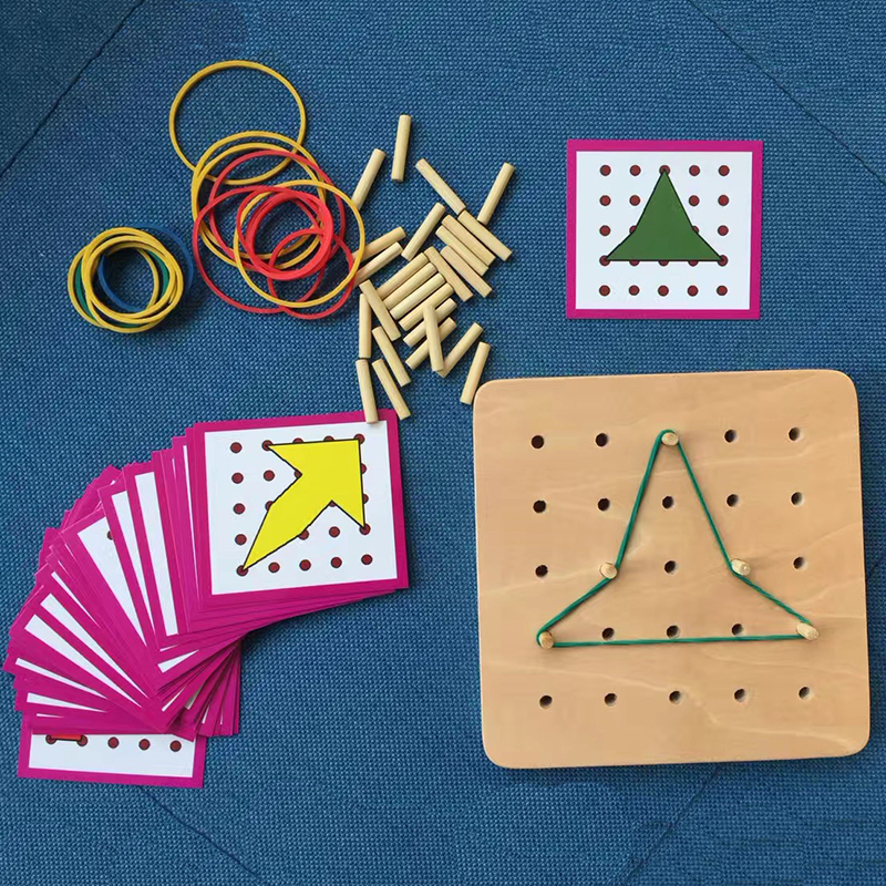 Tiger every day Montessori early education educational toys geometric figures rubber band nail board card Montessori math teaching aids