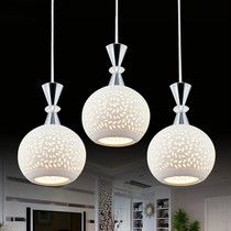 White ceramic chandelier Creative bedroom lamps Simple modern restaurant lights Bar lights 3-head led dining chandelier