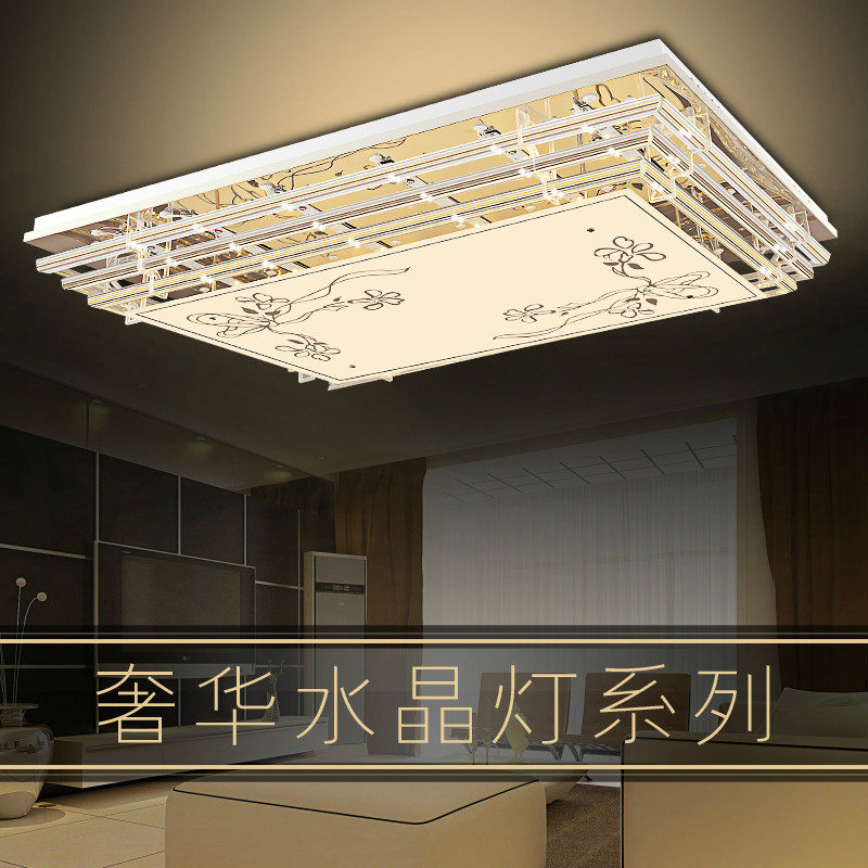LED Living Room Suction Top Lamp Rectangular Crystal Lights Main Bedroom Hall Room Dining Room Atmosphere Modern Brief
