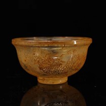 Tibetan underground palace antique crystal carved dragon and phoenix gold offering bowl water purification bowl crystal bowl