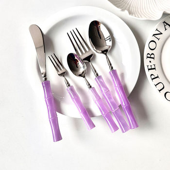 Elegant bamboo shape western tableware steak knife fork spoon