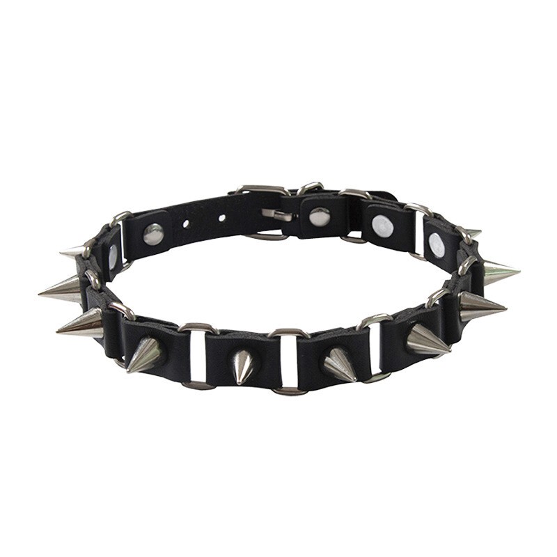 Punk Gothic Studded Choker Necklace, Personalized Leather Choker, Designer Neckband, Christmas Clavicle Chain