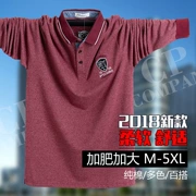 Áo thun nam tay dài mùa thu áo thun cotton rộng béo màu mỡ cộng với phân bón tăng áo polo 4XL5XL