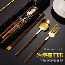 Portable tableware chicken wings and chopsticks spoon suit students to work class travel tableware chopstick spoon three pieces