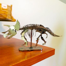 Steel mold Image 3D glue-free three-dimensional metal assembly stainless steel puzzle model dinosaur world Triceratops skeleton