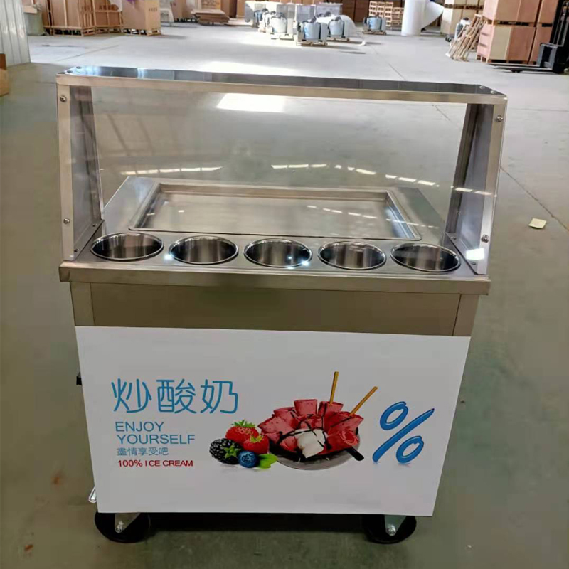 Commercial Fried Yogurt Machine Thai Fried Fruit Matcha Ice Cream Machine Single Pot Fried Ice Machine Long Pot Small Thick Cutter
