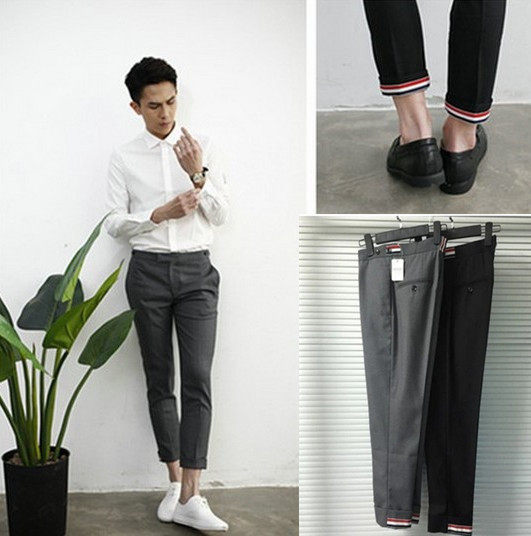 GD with TB nine-point trousers three-color webbing nine-point slim men and women with the same large size small feet casual pants