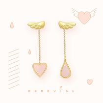 Cosmic symbol Angel love original design wings pink love teardrop girl two wearing stud earrings drop earrings