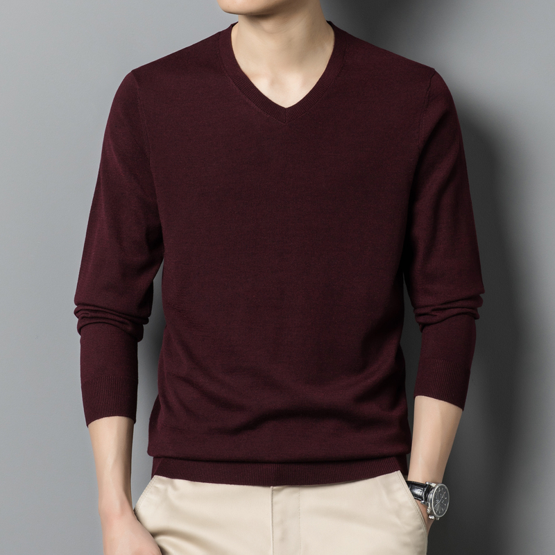[Only for the Packaging Fee] V-Neck Wool Sweater for Men, New Autumn and Winter Thin Knit Sweater, Business Base Layer for Men