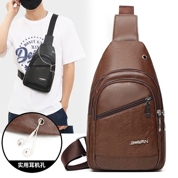 Men's bag pu tide bag boy's skinny bag fashion outdoor sports small backpack leisure cross shoulder bag