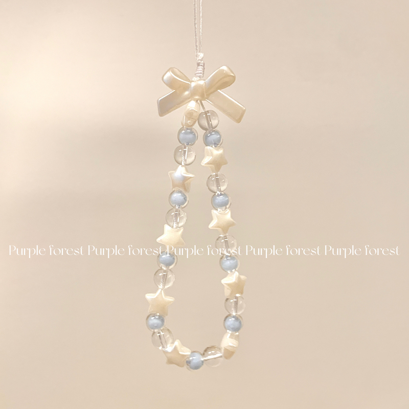 Purple Forest Original Silver-White Bow Star Blue Phone Chain Cdd Polaroid Lanyard