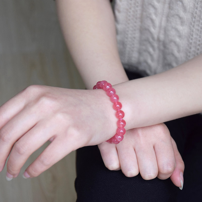 Lucic ice species rhodochrosite single circle bracelet female second eye beauty rhododendron gemstone single circle red pattern bracelet