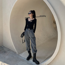 Jing Ye foot sports pants womens 2020 new autumn and winter Harlan radish loose thin waist thick plus velvet pants