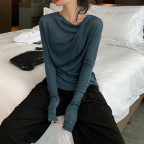 Jing Ye T-shirt womens long sleeve Korean loose thin base sunscreen solid color sexy thin model 2021 new shirt