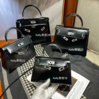 Кожаная сумка BOX Kelly второго поколения с черной серебряной пряжкой (по вопросам других размеров обращайтесь в службу поддержки клиентов)