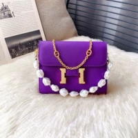 Цепочка свинарного носа Большой Канканг Морский Анемон Фиолетовый Серебряный Скрелью + Круглая Жемчужина