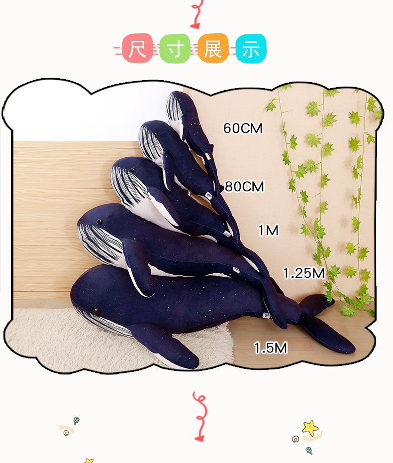 Lớn cá voi xanh đồ chơi sang trọng cá voi búp bê cá heo búp bê ngủ gối gối búp bê quà tặng sinh nhật nữ - Đồ chơi mềm đồ chơi cho bé trai