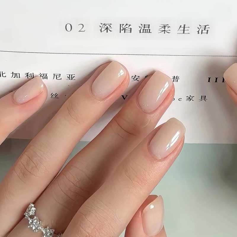 Purely Handmade Translucent Short-Length Wearable Nails, White Jade Nude Color Manicure, Lime Ice Translucent Versatile Fake Nails, Long-Lasting and Removable