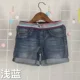 Mùa hè cô gái mỏng cầu vồng eo đàn hồi mỏng-vừa vặn cuộn cao quần short denim đàn hồi cao Quần Âu và Mỹ đơn cha-con mặc - Quần jean