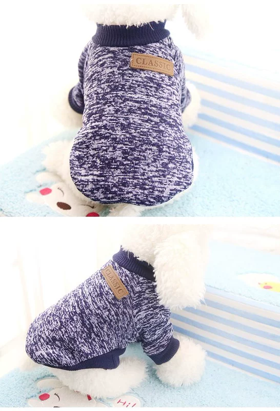 Pet mèo đan áo len cổ điển Mùa thu và mùa đông cộng với quần áo nhung nhung cho chó Poodle Teddy - Quần áo & phụ kiện thú cưng