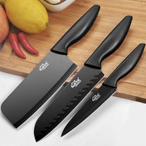 Sharp kitchen knife Chef knife Fruit knife three-piece set stainless steel household side dish knife Slicing knife meat cutting black blade